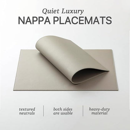 Faux Leather Placemats Set of 12 Vinyl Washable Wipeable Table Mats for Kitchen Dining Table Heat Resistant Waterproof Indoor/Outdoor Placemats Non-Slip Easy Clean Place Mats-Almond Birch