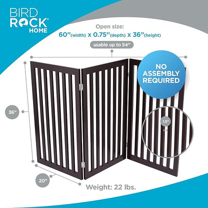 INTERNET'S BEST Dog Gate Indoor Freestanding Pet Barrier, Folding Wood Dog Fence, Extra Wide Doorway Puppy Gate, Indoor Animal Privacy Panel, Wooden Cat Fence - 3 Panel - 36", Espresso