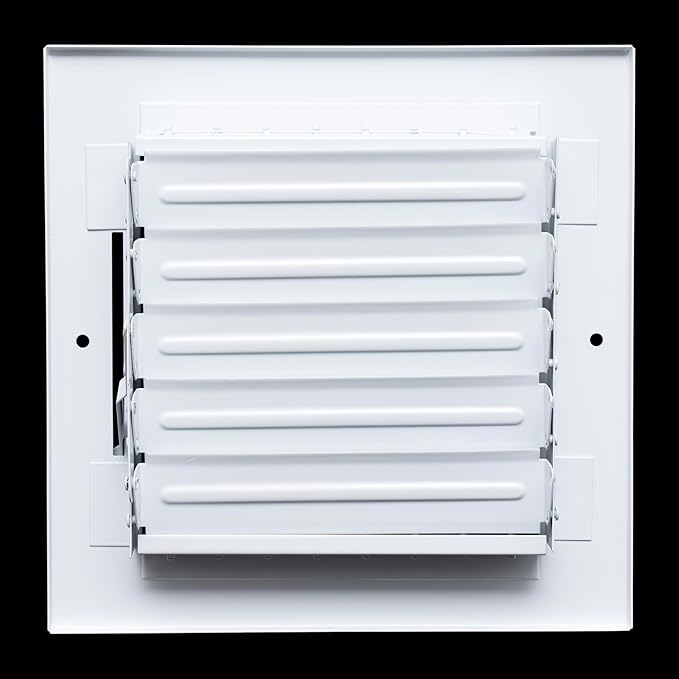 [2 Pack] Fits 6x6 Duct Opening Steel Adjustable Air Supply Grille by Handua | Register Vent Cover Grill for Sidewall and Ceiling | White | Outer Size: 7.75" X 7.75"