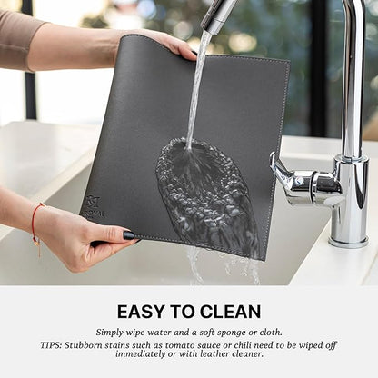 Faux Leather Placemats Set of 12 Vinyl Washable Wipeable Table Mats for Kitchen Dining Table Heat Resistant Waterproof Modern Indoor/Outdoor Placemats Non-Slip Easy Clean Place Mats -Dark Gray