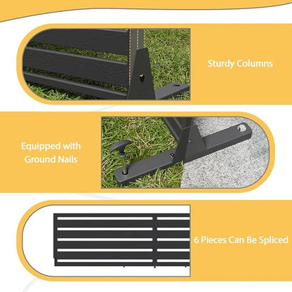 Privacy Fence Screen with Stand 6 Panel 72" H×47" W HDPE Decorative Panels with Steel Poles and Stand, Air Conditioner Fence Panels, Privacy Screen for Outdoor Backyard, Balcony, Pool