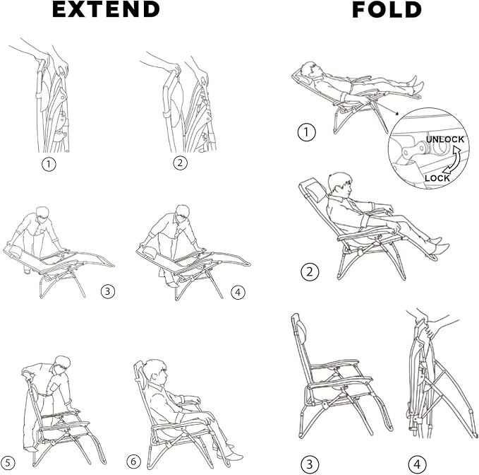Colegence Oversized Padded Zero Gravity Chairs, 0-170° lock, removable side - Image 5