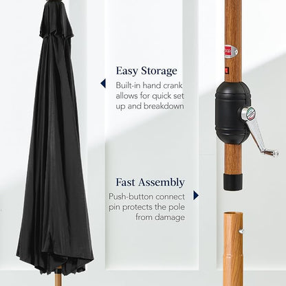 Best Choice Products 10ft Solar Market Patio Umbrella w/Woodgrain Pattern Pole - Image 7