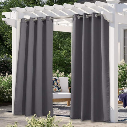 NICETOWN Patio Outdoor Curtain Grey Waterproof, Gazebo Covers by NICETOWN