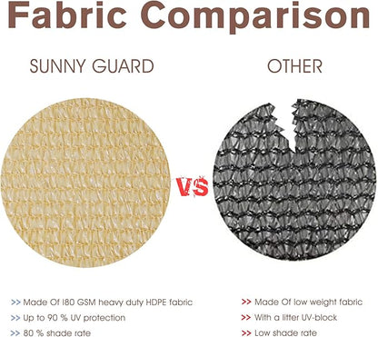 SUNNY GUARD 3.3'x19.7' Balcony Privacy Screen Fence, Apartments Railing Screen, Heavy Duty Wind Screen for Outdoor,Backyard,Patio,Deck Privacy（Sand Yellow）