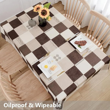 TruDelve Heavy Duty Vinyl Table Cloth Plastic Table Cloth Waterproof Wipeable PVC Tablecloths for Rectangle Tables (54'' x 78'', Lattice-2)