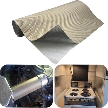 Titanium Thermal Barrier Adhesive Backed Heat Blanket Heat Shield Mat 12'' X 24'' for wall behind grill, fireplace kitchen cabinet 2500 Degrees Fire Pit Mat Fireproof Grill Pad