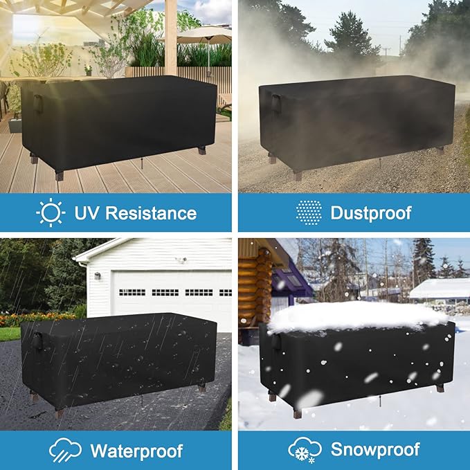Kingling Patio Table Covers, Rectangular Outdoor Dining Table Cover 68 inch Outdoor Coffee Table Covers Waterproof Heavy Duty Patio Furniture Covers for Outdoor- 68''L x 38''W x 28''H Inch (Black)