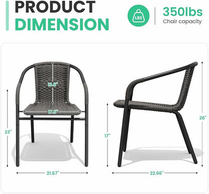 JEAREY Outdoor Patio Rattan Dining Chairs Set of 4, All Weather Stackable - Image 3