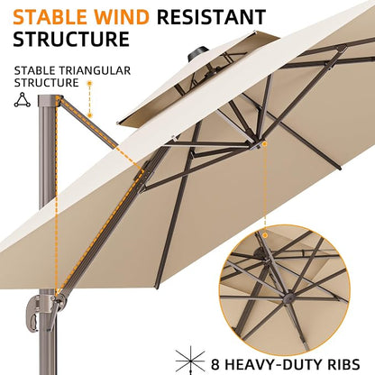 9' X 12' Cantilever Outdoor Patio Umbrellas - Image 6