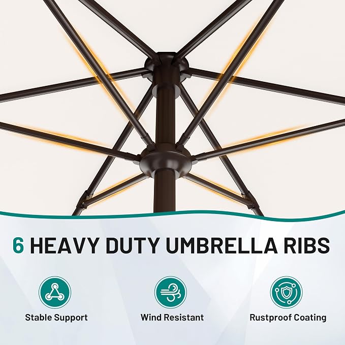 7.5FT Patio Umbrella Table Market Umbrella w/Tilt and Crank, Heavy-Duty Outdoor - Image 7