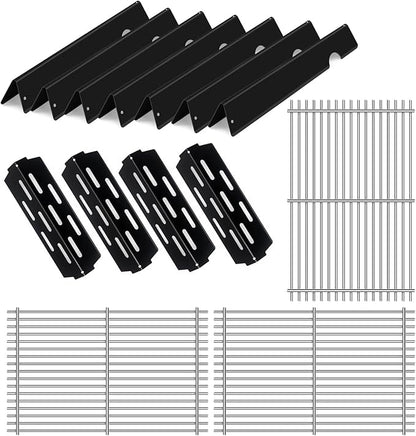 Grill Grate and Flavorizer Bars Heat Deflector Grill Parts for Weber Genesis 2 GS4 Grates 66089, 66097, 66041, 66033, 66796, Weber Genesis II E-410, E-435, S-435, SE-410, Porcelain Steel
