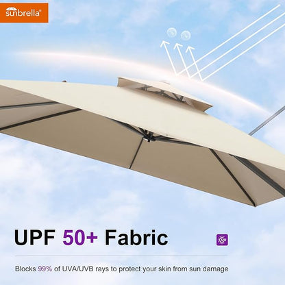 PURPLE LEAF Sunbrella Patio Umbrella 12 Feet Outdoor Umbrella Spectrum Sand | - Image 5