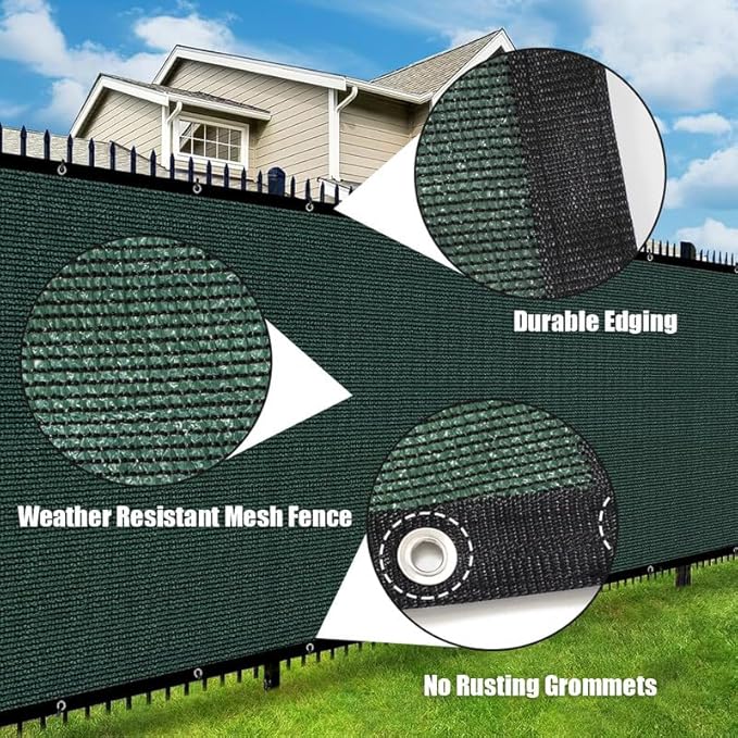 Privacy Fence Screen 6Ft X 174Ft Heavy Duty Outdoor Fencing Panels Windscreen Mesh Fabric Shade Net, 90% Visibility Blocking, Cable Zip Ties Included