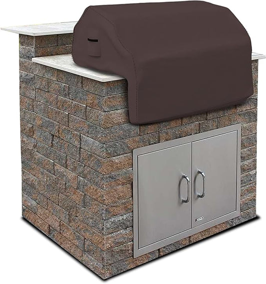 Covers & all Built-in Outdoor Grill Cover, Durable Heavy Duty 18 Oz Waterproof Cover Tuff Material with Air Pocket & Elastic for Snug Fit (44" W x 27" D x 26" H inches, Coffee)