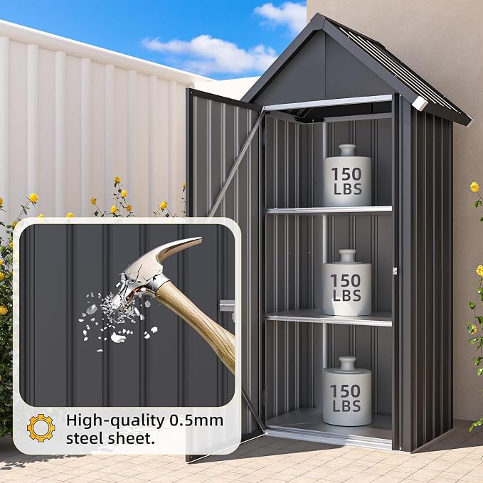 AECOJOY Outdoor Storage Cabinet Waterproof, Vertical Tall Outdoor Storage - Image 4