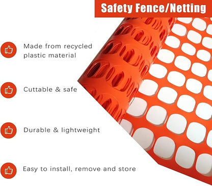 Safety Fence Plastic Mesh Fencing Roll, 4'x100' Feet 1 Roll with 100 Zip Ties, Temporary Reusable Netting for Snow Fence, Garden, Construction and Animal Barrier (Orange MW 10.71 lb/roll)