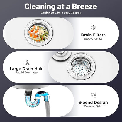 Portable Outdoor Utility Sink, Free Standing Single Bowl Kitchen Sink with Storage Shelf Faucet Operation Countertop, Commercial Stainless Steel Sink Adjustable Support Feet (30X16X30in)