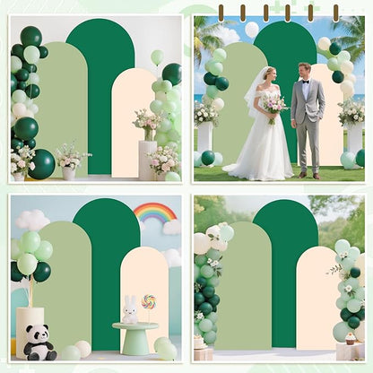 MODFUNS Wedding Arch Cover Set of 3 4ft 5ft 6ft Spandex Arch Cover Mixed Color Fitted Arch Backdrop Stand Covers Chiara Arch Covers Stretchy Backdrop for Birthday Party Reception Baby Bridal Shower