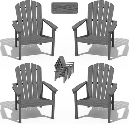 Stackable Adirondack Chairs Set of 4, Compact HDPE by nevilywood