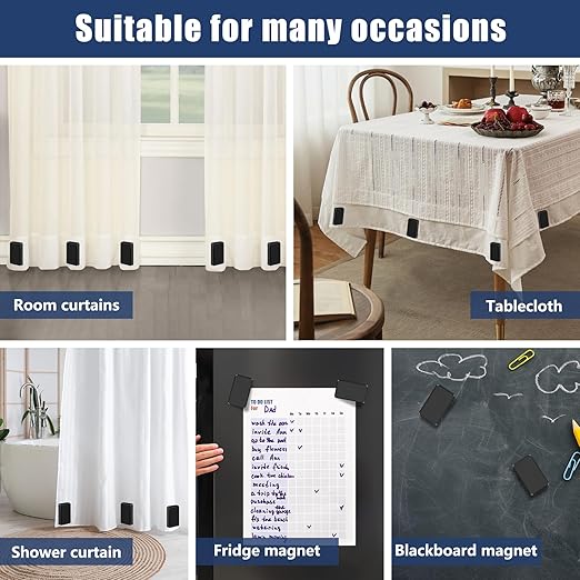 32 Pcs Outdoor Curtain Weights, 16 Pairs Upgrade to Heavier Magnetic Drapery Weights, Plastic Wrapped Waterproof Curtain Magnets for Home Decor, Outside Curtain, Tablecloth, Shower Curtains