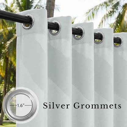 Outdoor Curtains Waterproof W52 x L95 Inch Greyish White, 1 Panel | Thermal - Image 3