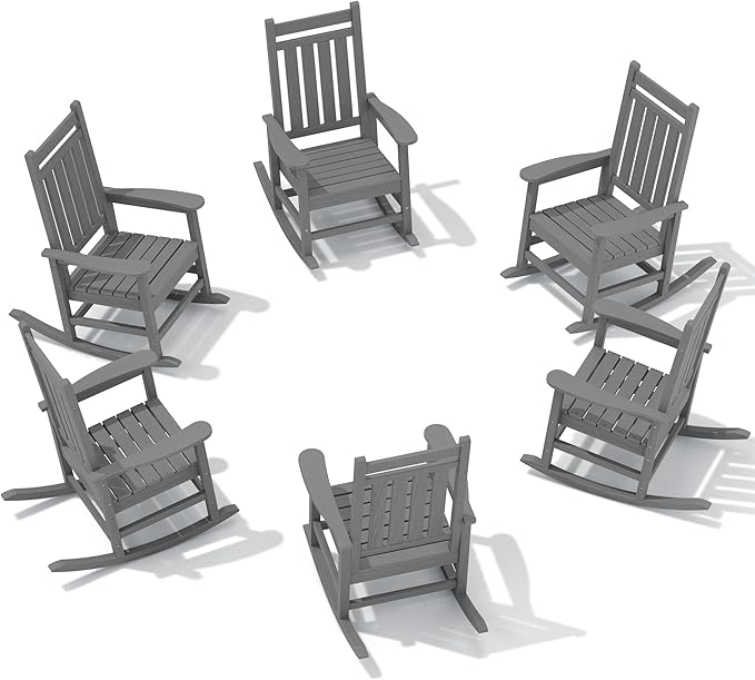SERWALL Outdoor Rocking Chair Set of 6, Patio Rocking Chairs by SERWALL