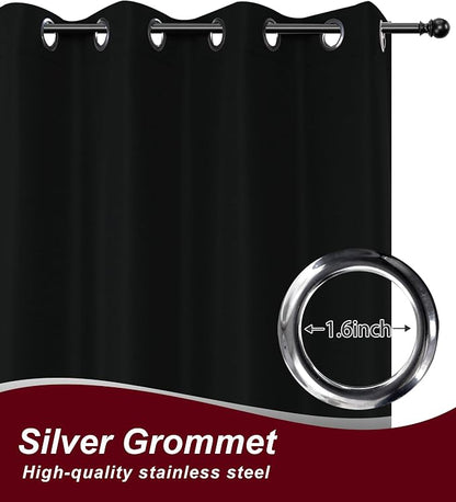 Grommet Outdoor Curtains for Patio Waterproof 8 Pcs 54x95 In Black | - Image 2