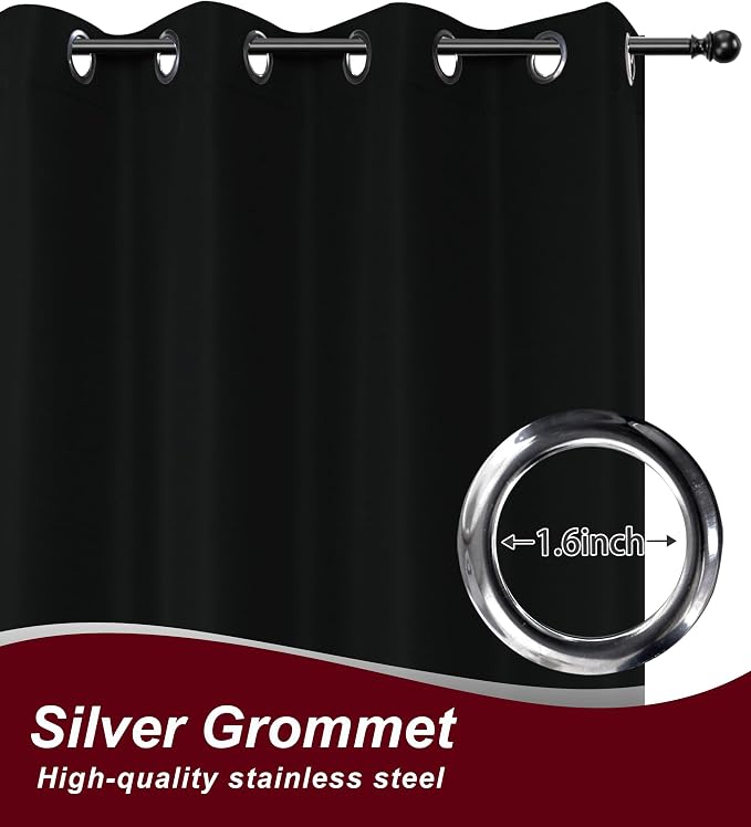 Grommet Outdoor Curtains for Patio Waterproof 8 Pcs 54x108 In Black | - Image 2
