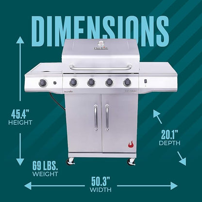 Charbroil Performance Series Convective 4-Burner with Side Burner Cabinet Propane Gas Grill, Stainless Steel - 463354021