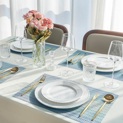 Placemats Set of 4 Vinyl/Plastic Woven Place Mats for Kitchen Table Indoor/Outdoor Washable Placemat Wipeable Dining Table Mats (Ocean Geode,4)