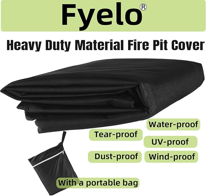 30 Inch Gas Fire Pit Cover for 28-30 Inch Square Fire Pit Tables, Heavy Duty 600D Waterproof & Windproof 30 x 30 x 25 Inches Patio Firepit Cover, Black