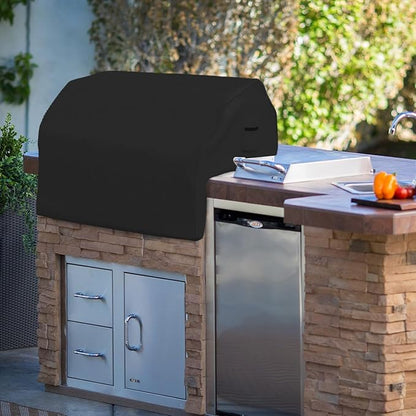 Covers & all Built-in Outdoor Grill Cover, Durable 12 Oz Waterproof Cover Max Material with Air Pocket & Elastic for Snug Fit (36" W x 26" D x 24" H Inches, Black)