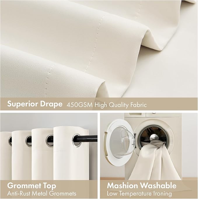 MIULEE Cream 100% Blackout Short Curtains - Image 7