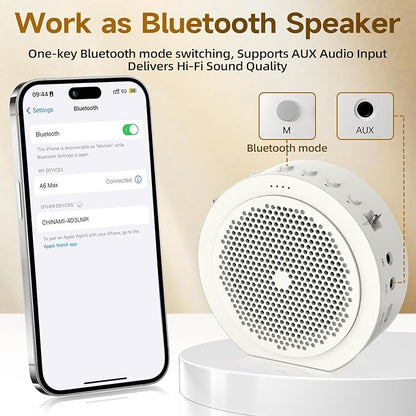 Moman Wireless Voice Amplifier with Lavalier Mic, 20H Battery 164ft Range Sensitive Pickup Noise Reduction PA System Bluetooth Portable Magnetic Charging Dock, Amplifier for Teacher Yoga Tour, White