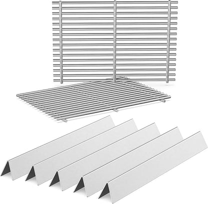 Grill Parts for Weber Genesis Silver B/C, Spirit 300/700, Weber 900 (Side Control), Genesis Gold/Platinum B/C Replacement for Weber 7525 Grates, Weber 7537, 17.5 Grill Grates, 22.5" Flavorizer Bars