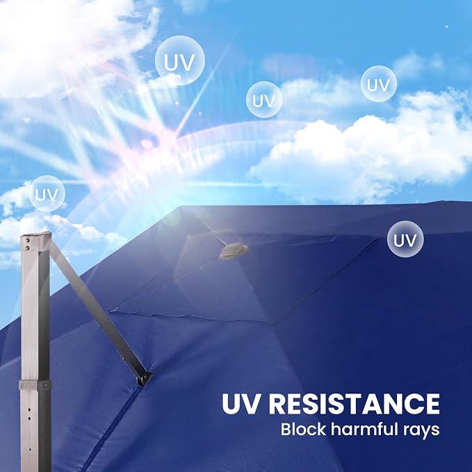 9' X 12' Cantilever Patio Umbrella Rectangular Outdoor Umbrellas | Heavy Duty - Image 9