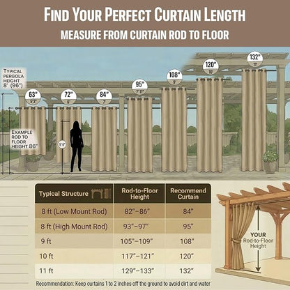 Waterproof Outdoor Curtain W84 x L84 - Image 3