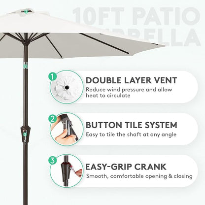JEAREY 10 ft Outdoor Patio Umbrella w/Tilt and Crank - Image 2