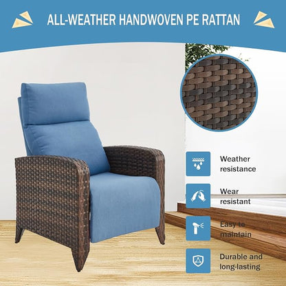 Outdoor Recliner Chairs Set of 2 Reclining Patio Chairs - Image 5