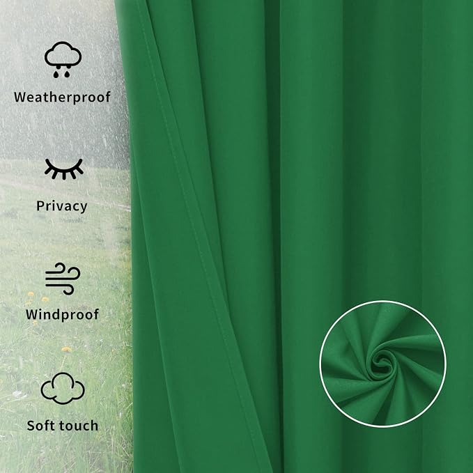 Easy-Going Outdoor Curtains for Patio 1 Panel, 54x120 inch, Weatherproof - Image 6