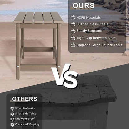 Outdoor Side Tables Adirondack, HDPE Small Table for Patio,Outside End Table for Porch, Deck, Pool, Weather Resistant/Easy Maintenance
