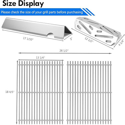 Genesis II E-310 Grates Flavorizer Bars Heat Deflectors Replacement Parts for Weber Genesis II Parts II E310 II E-315 II SE-310 II S310 II E-330 Genesis 2 Stainless Steel Grill Grates