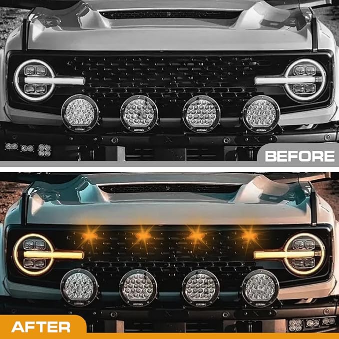 4PCS LED Amber Grill Lights，Grille Lights with Fuse Adaptor ，Waterproof Front Grill Trim Lamps，Vehicle Exterior Grille Lamps Replacement for 2016-2019 Tacoma TRD PRO Front Grille (Black)