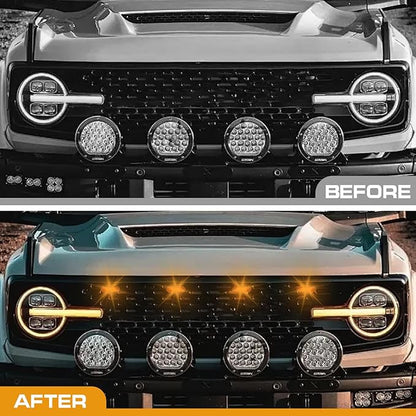 4PCS LED Amber Grill Lights，Grille Lights with Fuse Adaptor ，Waterproof Front Grill Trim Lamps，Vehicle Exterior Grille Lamps Replacement for 2016-2019 Tacoma TRD PRO Front Grille (Black)
