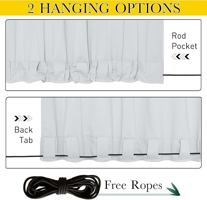 NICETOWN 2 Panels Outdoor Curtains Bottom Fixed - Image 4