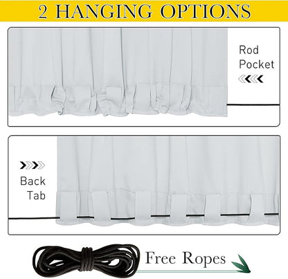 NICETOWN 2 Panels Thermal Outdoor Curtains Windproof W52xL72 Greyish White | - Image 2