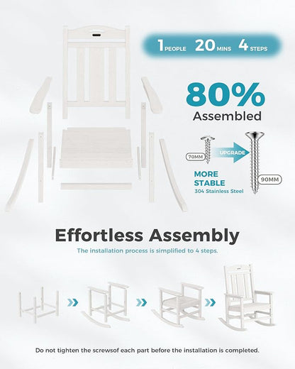 Oversized Outdoor Rocking Chairs Set of 4, 380lbs Heavy-Duty Large Patio Rocker - Image 9