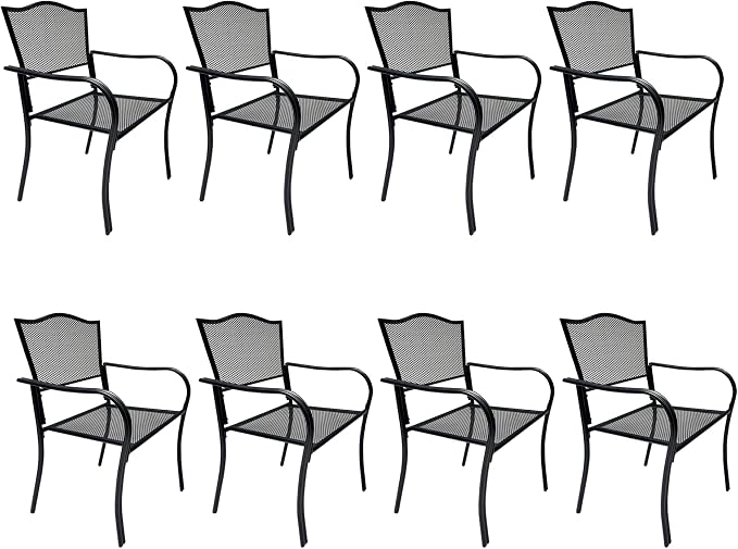 Patio Dining Chairs Set of 8, Metal Mesh Patio Furniture Set - Image 8