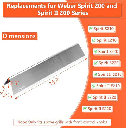 QuliMetal SUS304 7635 Flavorizer Bars for Weber Spirit E210, E220, S210, S215, Spirit 200 & GS4 Spirit II E210, Spirit II E220 Gas Grills with Front Control, 15.3" Flavorizer Bars for Weber 67045